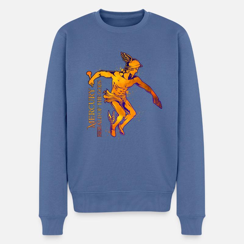 Messager des Dieux - Mercure - Pull Premium bio Homme - bleu pigeon