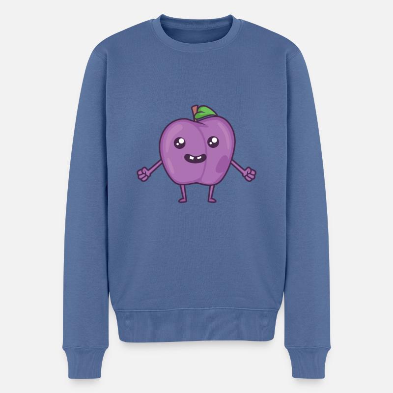 Kawaii Comic Pflaume - Männer Premium Bio Pullover - Taubenblau