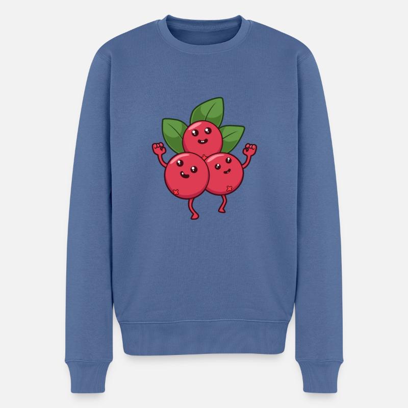 Kawaii Comic Cranberry - Männer Premium Bio Pullover - Taubenblau