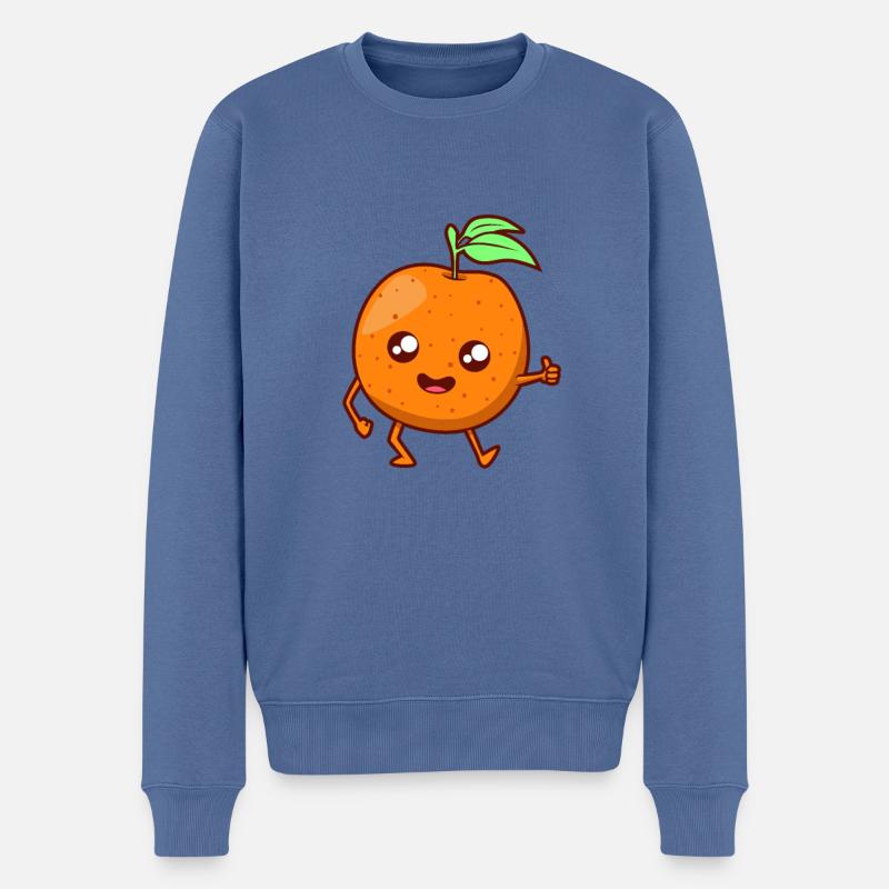 Kawaii Comic Orange - Männer Premium Bio Pullover - Taubenblau