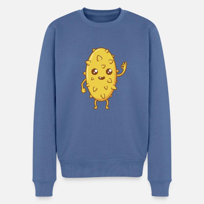 Kawaii Comic Kiwano - Männer Premium Bio Pullover - Taubenblau