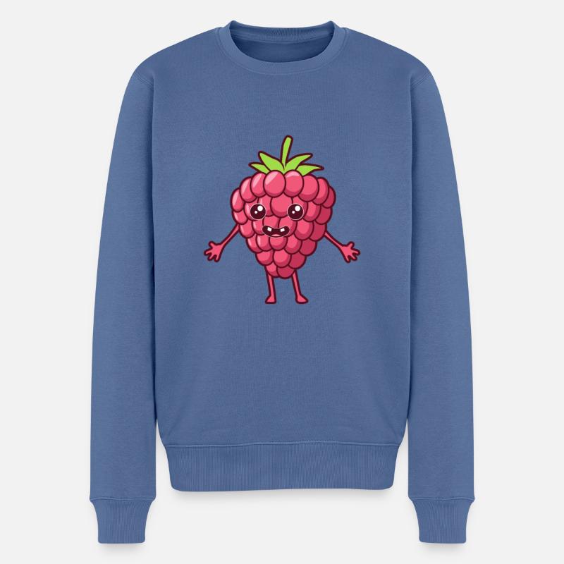Kawaii Comic Himbeere - Männer Premium Bio Pullover - Taubenblau