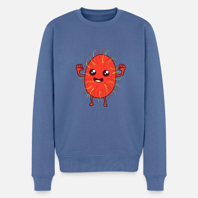 Kawaii Comic Ramboutan - Pull Premium bio Homme - bleu pigeon