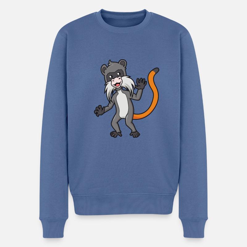Kawaii Tamarin - Männer Premium Bio Pullover - Taubenblau