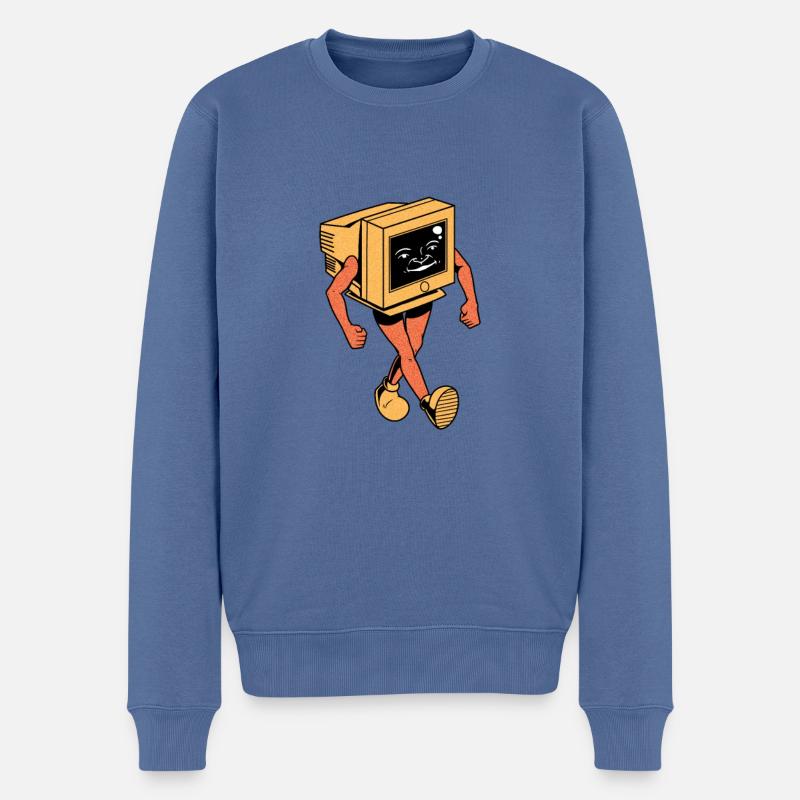 Moniteur CRT rétro - Pull Premium bio Homme - bleu pigeon