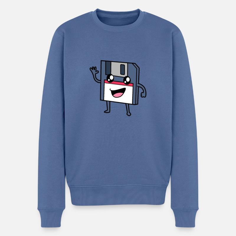 Never forget - Retro Kawaii Diskette - Männer Premium Bio Pullover - Taubenblau