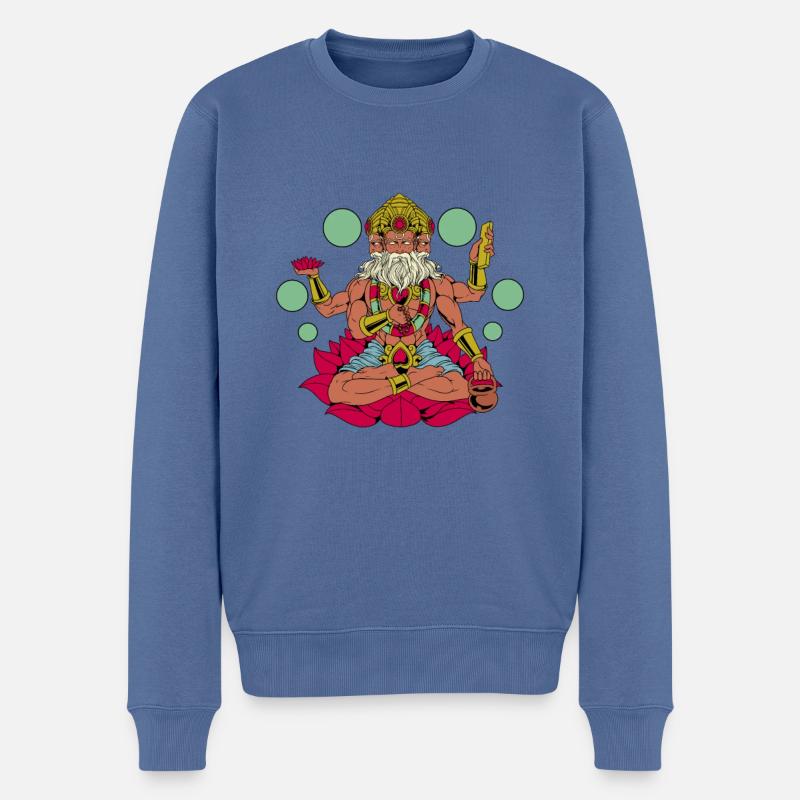 Hindu Gott - Brahma - Männer Premium Bio Pullover - Taubenblau