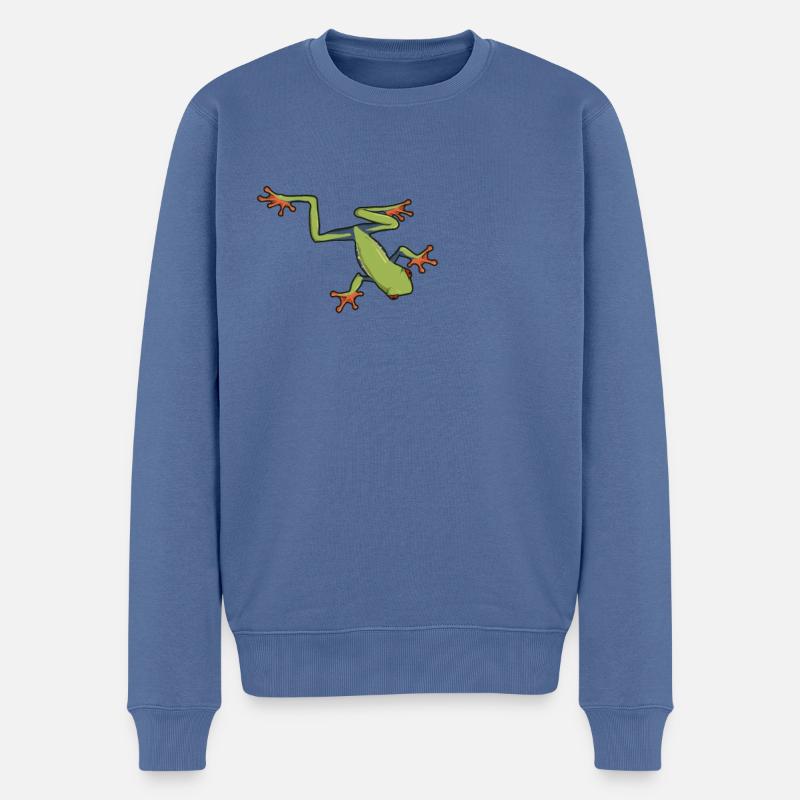 Rotaugenlaubfrosch - Männer Premium Bio Pullover - Taubenblau