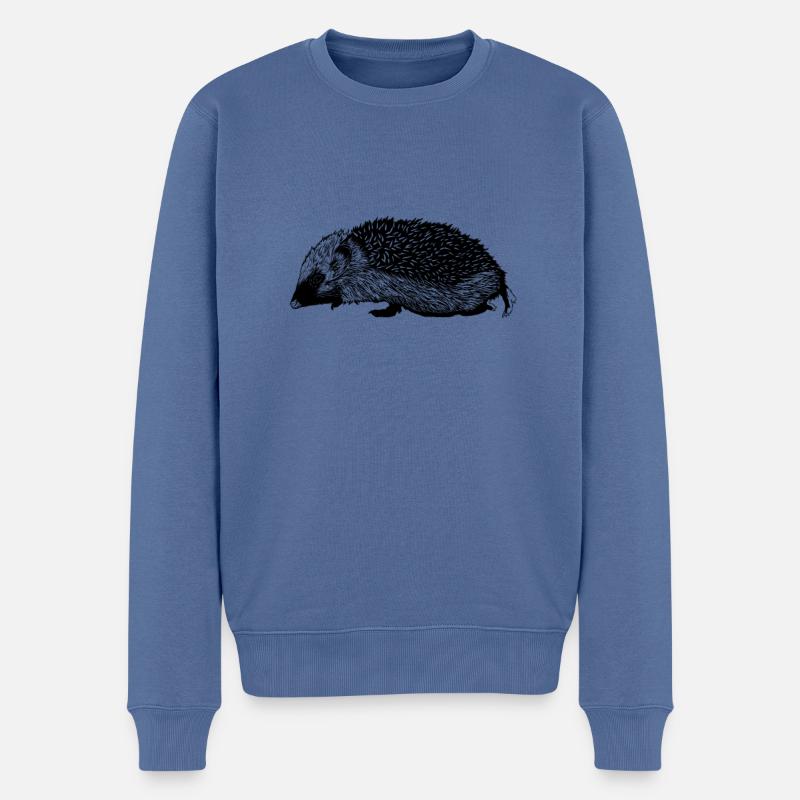Dessin d’un hérisson - Pull Premium bio Homme - bleu pigeon