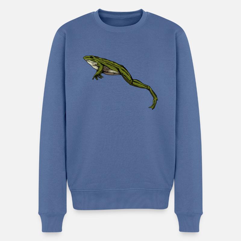 Sauts de grenouille - Grenouilles - Pull Premium bio Homme - bleu pigeon