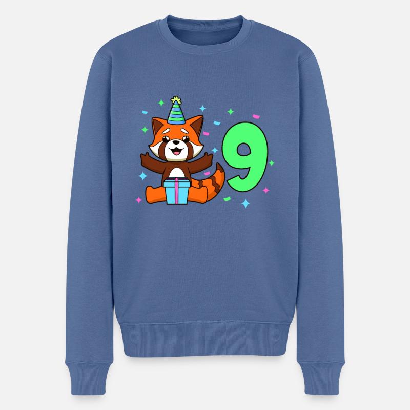 Avec Red Panda - Anniversaire des enfants 9 ans - Pull Premium bio Homme - bleu pigeon