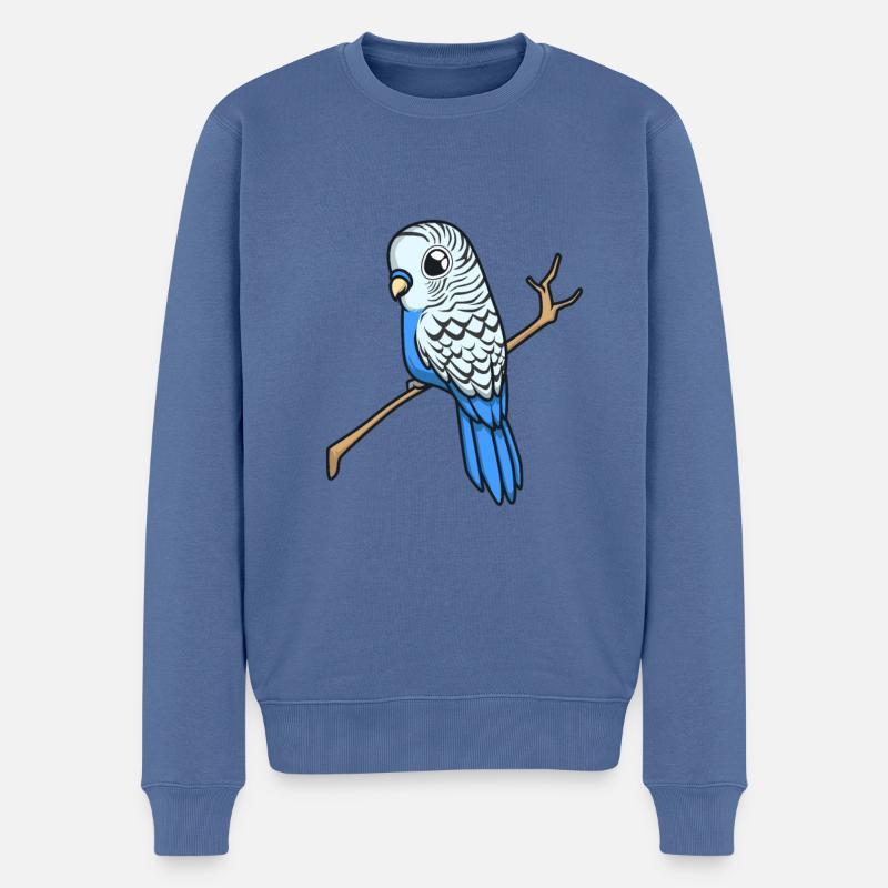 Kawaii blauer Wellensittich - Männer Premium Bio Pullover - Taubenblau