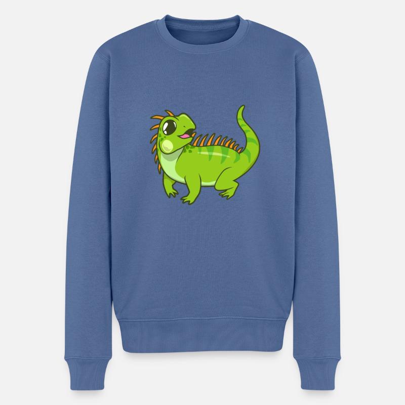 Kawaii Leguan - Männer Premium Bio Pullover - Taubenblau