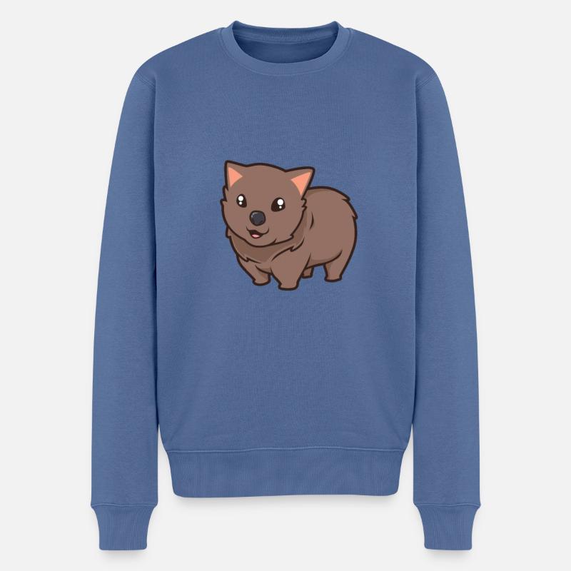 Kawaii Wombat - Männer Premium Bio Pullover - Taubenblau