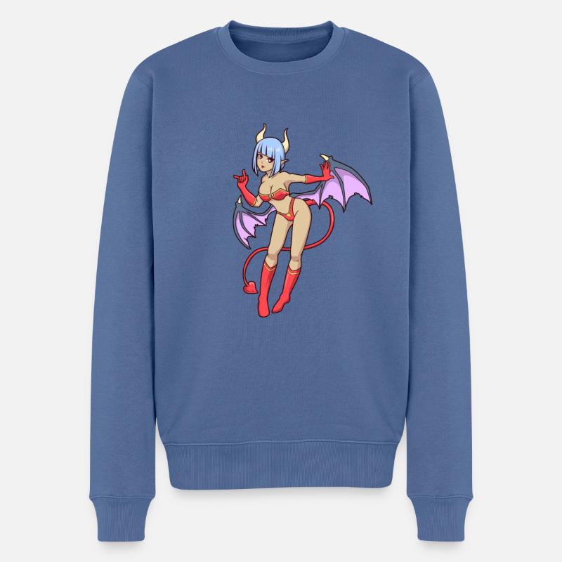 Kawaii Succubus - Männer Premium Bio Pullover - Taubenblau
