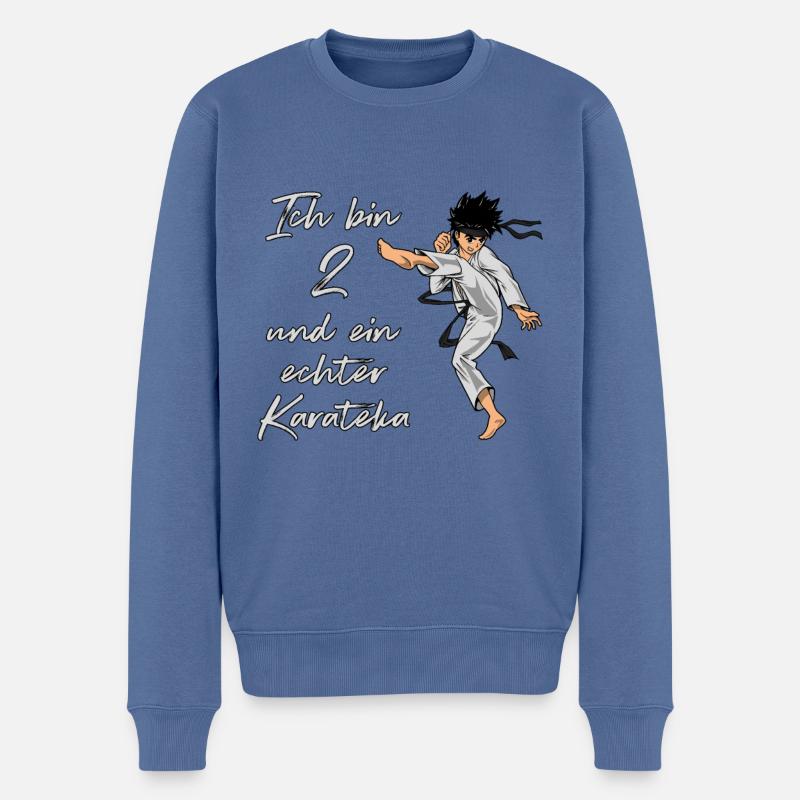 Ich bin 2 - Jungen Karate - Männer Premium Bio Pullover - Taubenblau