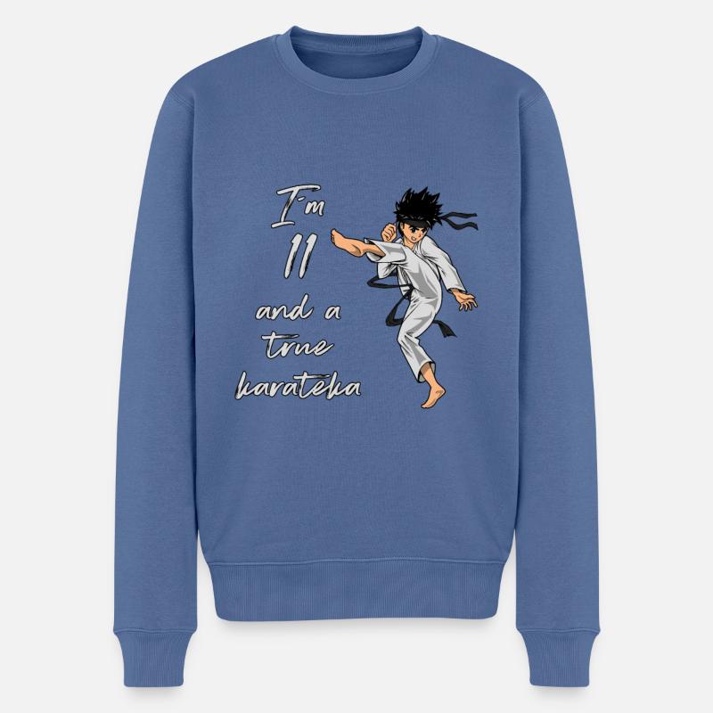 J’ai 11 ans - Garçon Karaté - Pull Premium bio Homme - bleu pigeon