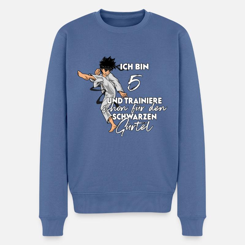 Ich bin 5 - Jungen Karate - Männer Premium Bio Pullover - Taubenblau