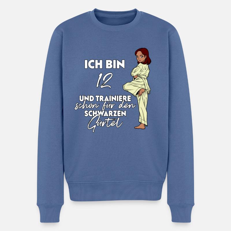 Ich bin 12 - Mädchen Karate - Männer Premium Bio Pullover - Taubenblau
