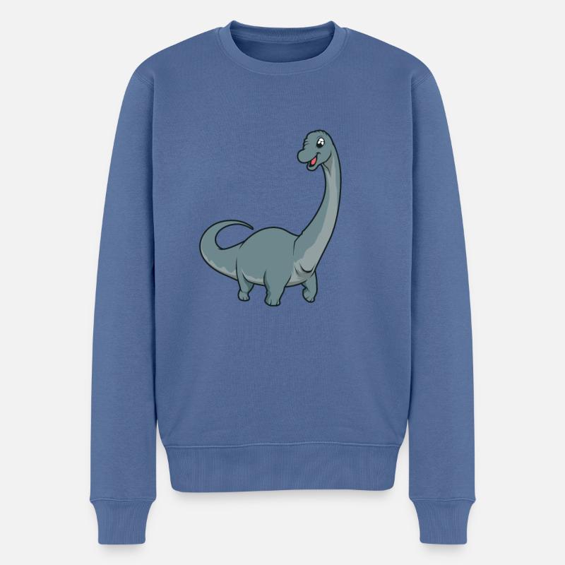Kawaii Brachiosaurus - Männer Premium Bio Pullover - Taubenblau