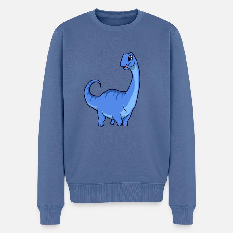 Kawaii Apatosaurus - Männer Premium Bio Pullover - Taubenblau