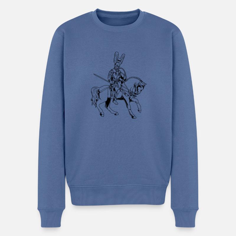 Decurio à cheval - Officier romain - Pull Premium bio Homme - bleu pigeon
