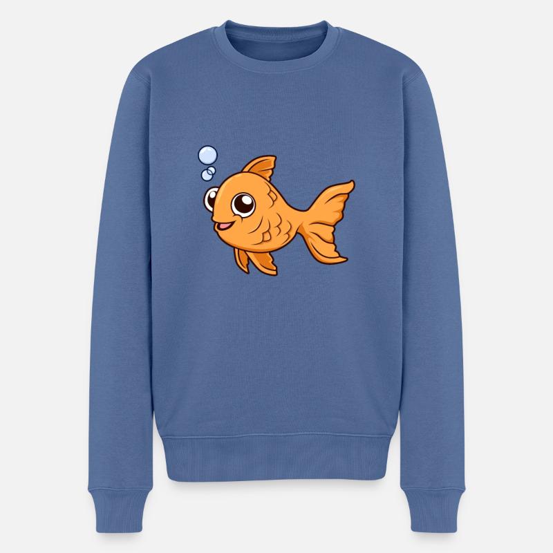 Kawaii Goldfisch - Männer Premium Bio Pullover - Taubenblau