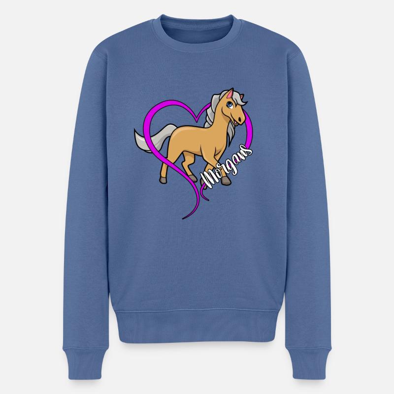 Pferdeliebhaber - Morgan - Männer Premium Bio Pullover - Taubenblau