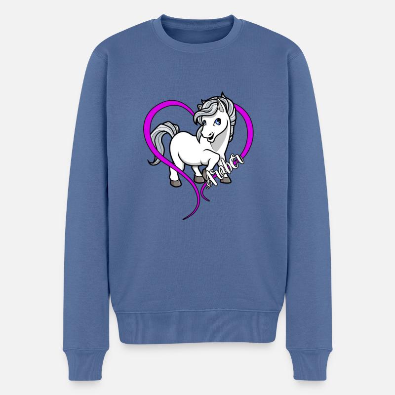 Pferdeliebhaber - Araber - Männer Premium Bio Pullover - Taubenblau