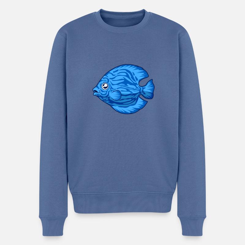 Kawaii Diskusfisch - Männer Premium Bio Pullover - Taubenblau