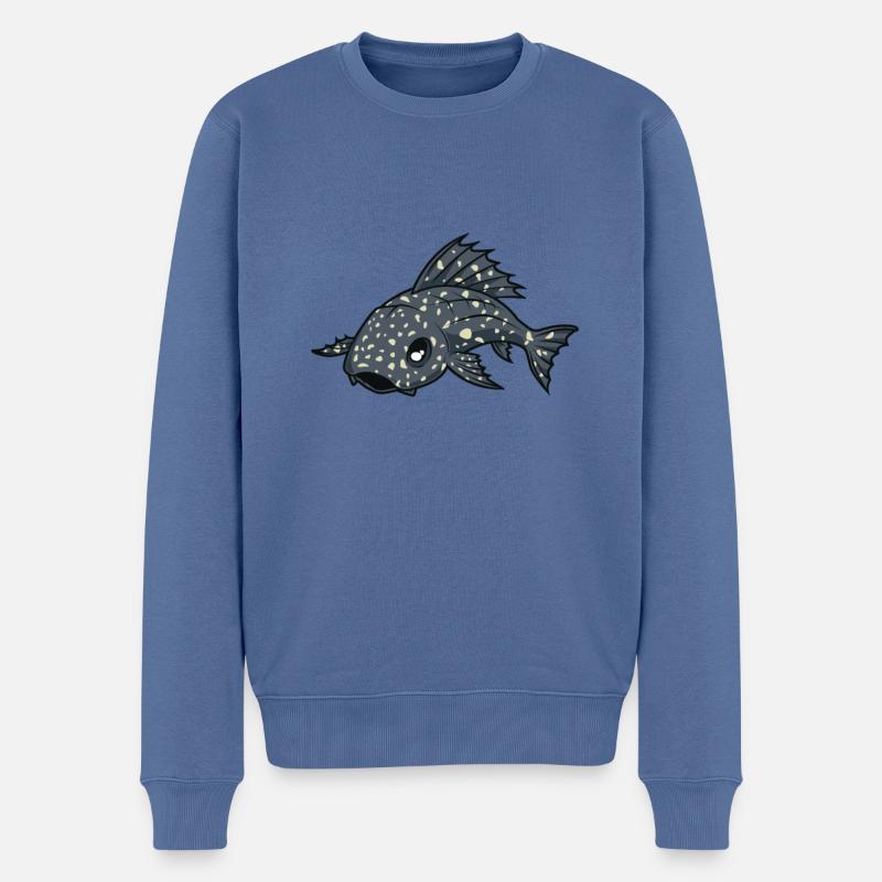 Poisson-chat kawaii - Pull Premium bio Homme - bleu pigeon