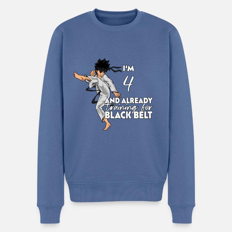 Ich bin 4 - Jungen Karate - Männer Premium Bio Pullover - Taubenblau