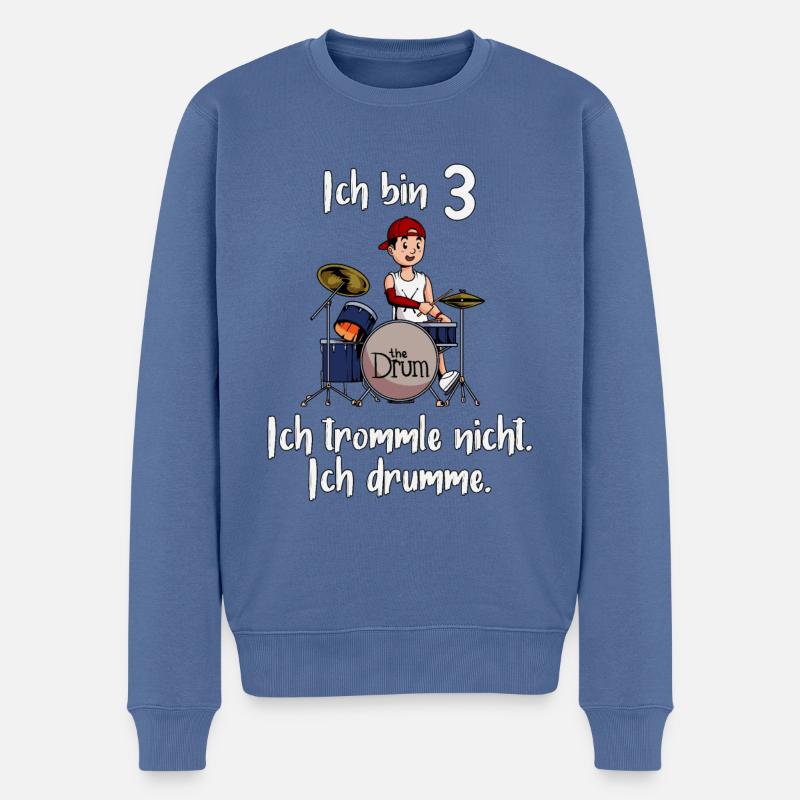Ich bin 3 - Jungen Schlagzeuger - Männer Premium Bio Pullover - Taubenblau