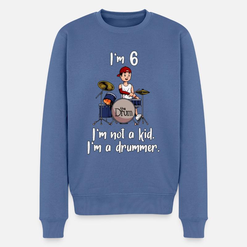 I’m 6 - Jeune batteur - Pull Premium bio Homme - bleu pigeon
