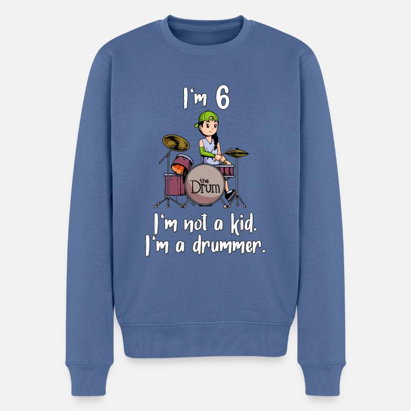 Ich bin 6 - Mädchen Schlagzeuger - Männer Premium Bio Pullover - Taubenblau