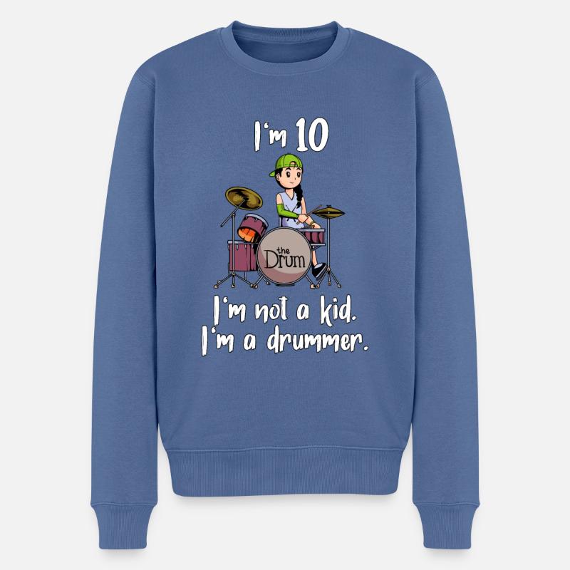 Ich bin 10 - Mädchen Schlagzeuger - Männer Premium Bio Pullover - Taubenblau
