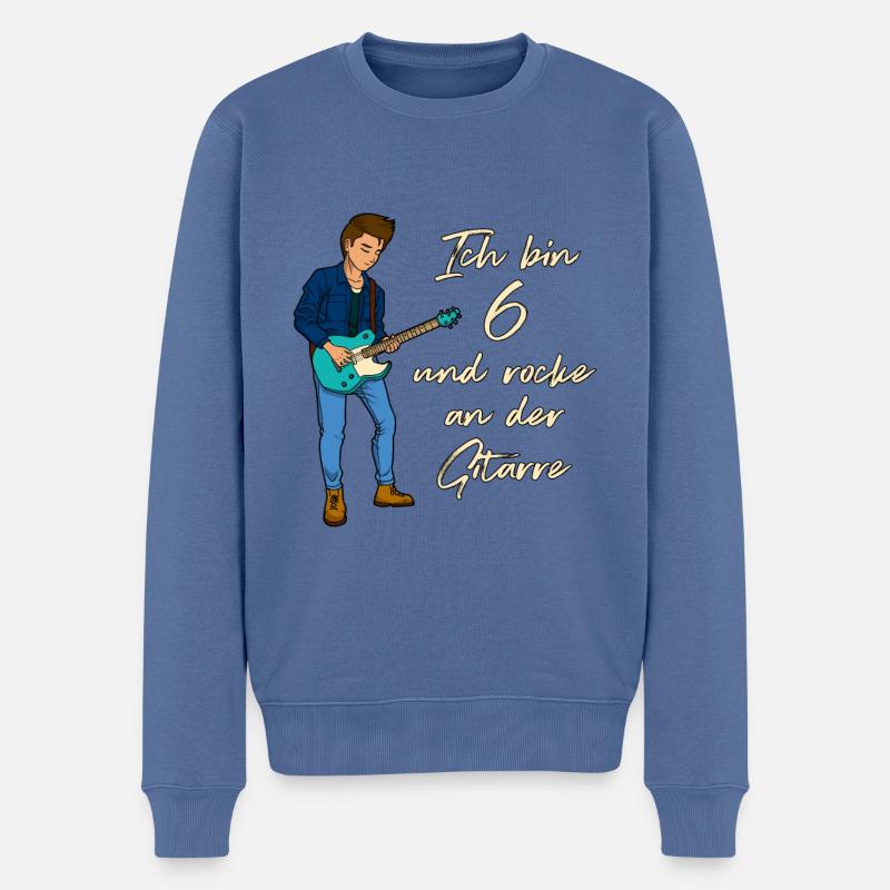 Ich bin 6 - Jungen Gitarrist - Männer Premium Bio Pullover - Taubenblau