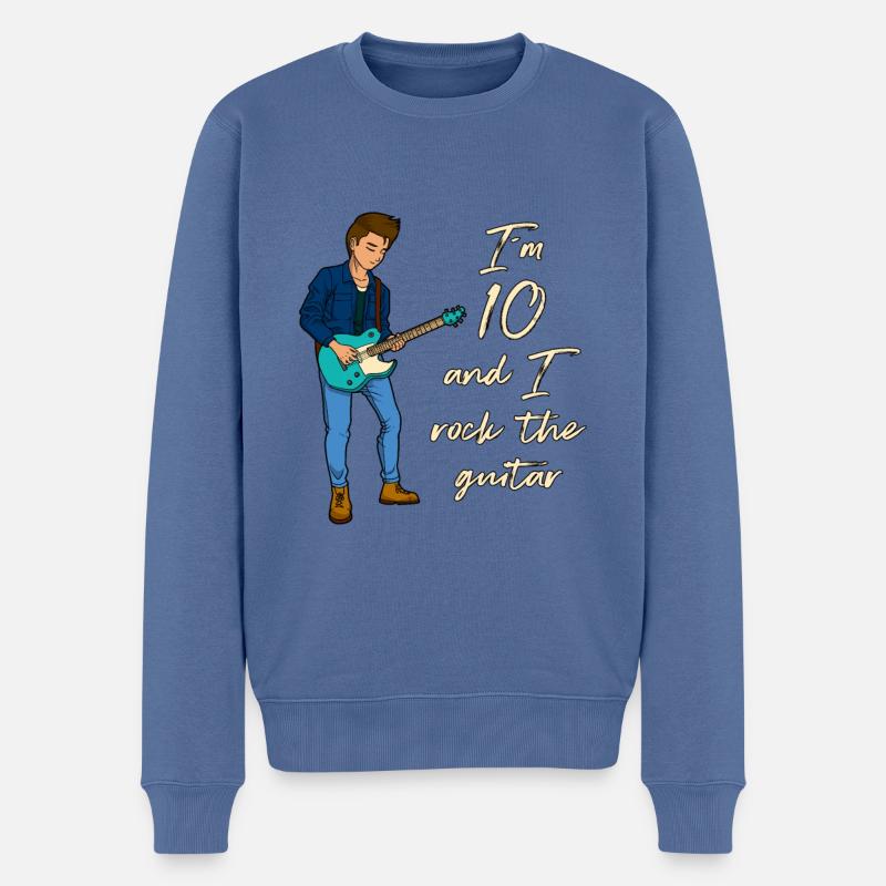 I’m 10 - Jeune guitariste - Pull Premium bio Homme - bleu pigeon