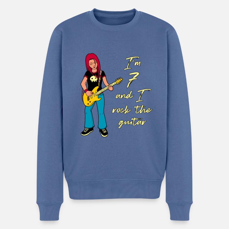 I’ - Guitariste - Pull Premium bio Homme - bleu pigeon