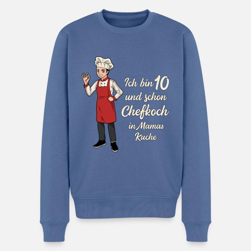 Ich bin 10 - Jungen Koch - Männer Premium Bio Pullover - Taubenblau