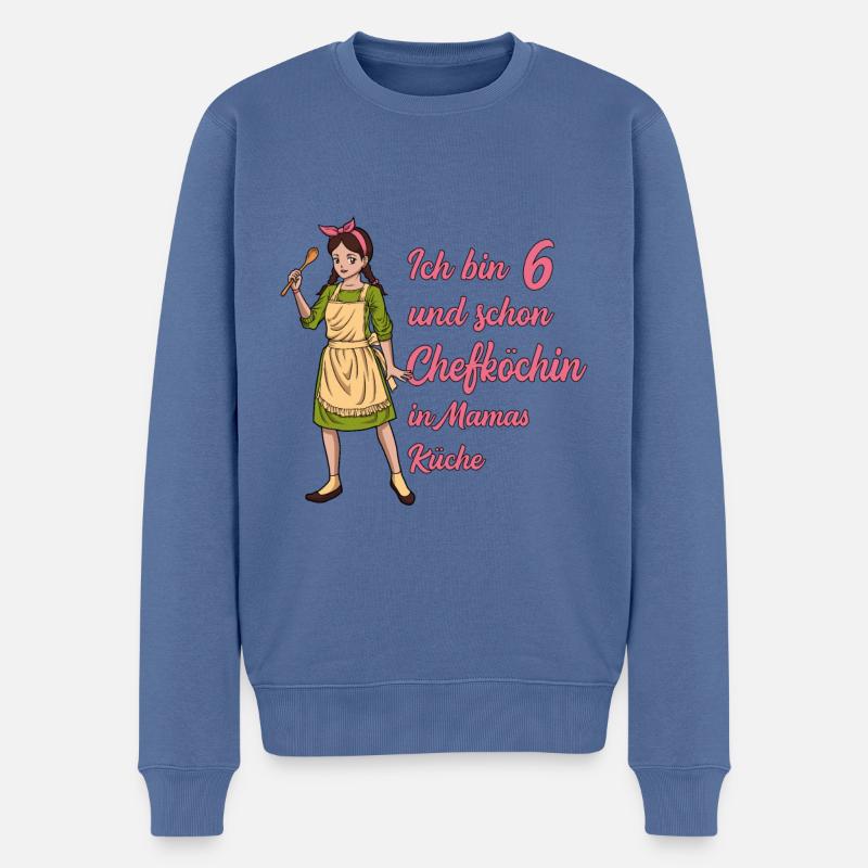 Ich bin 6 - Mädchen Koch - Männer Premium Bio Pullover - Taubenblau