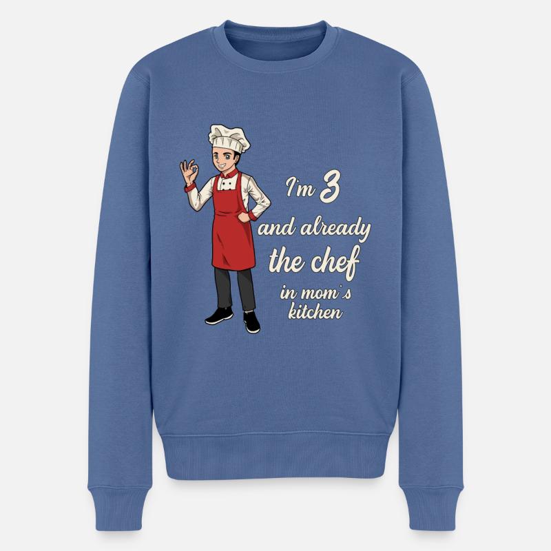 I’m 3 - Jeune Chef - Pull Premium bio Homme - bleu pigeon