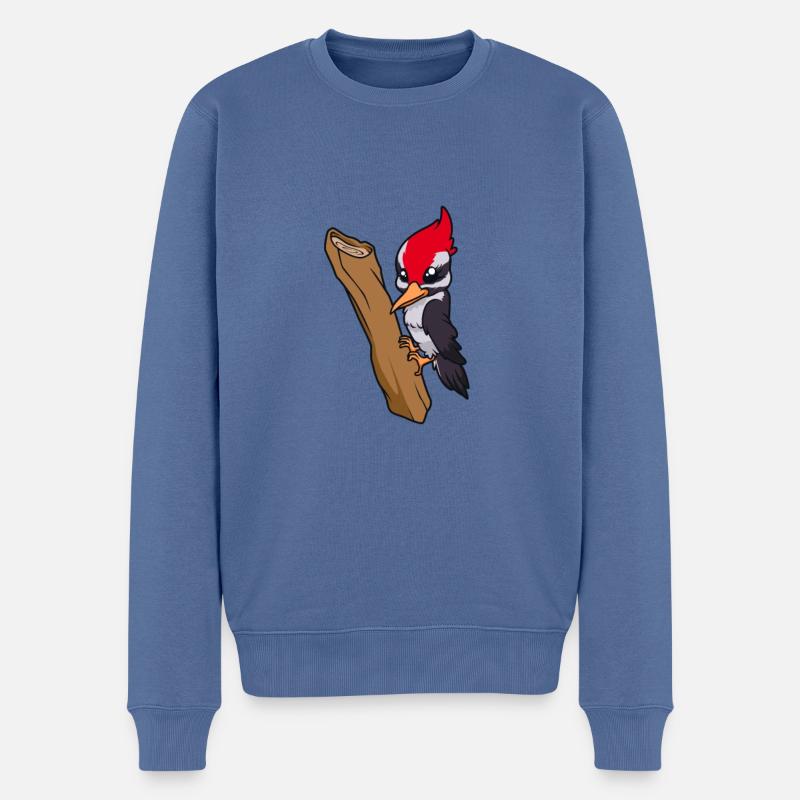 Kawaii Specht - Männer Premium Bio Pullover - Taubenblau
