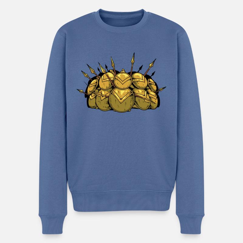 Sparta Schildwall - Männer Premium Bio Pullover - Taubenblau