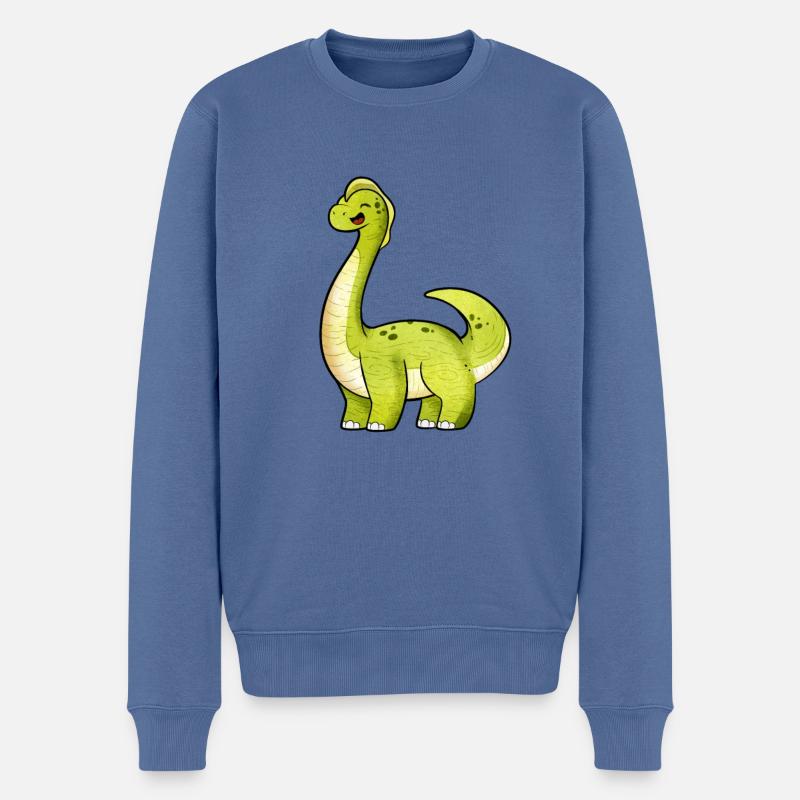 Kawaii Brachiosaurus - Männer Premium Bio Pullover - Taubenblau