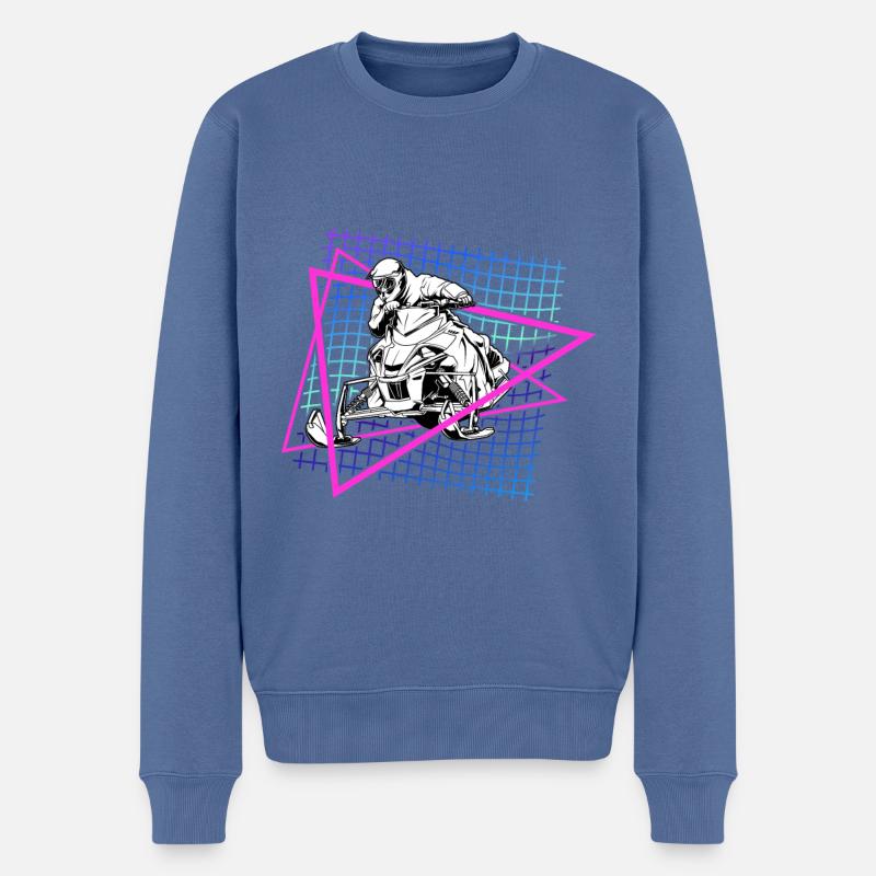 Retrowave Schneemobil - Männer Premium Bio Pullover - Taubenblau
