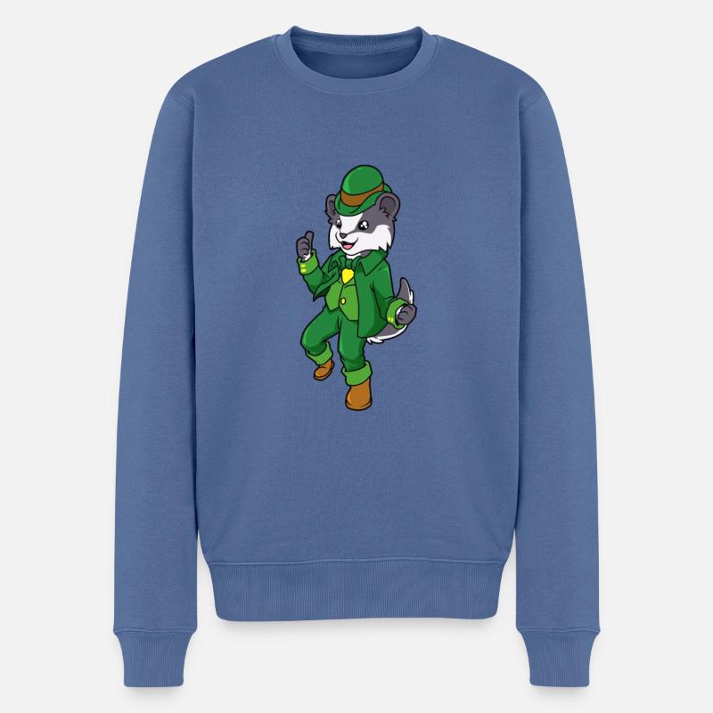 Lutin de blaireau - Blaireau de St Patrick - Pull Premium bio Homme - bleu pigeon