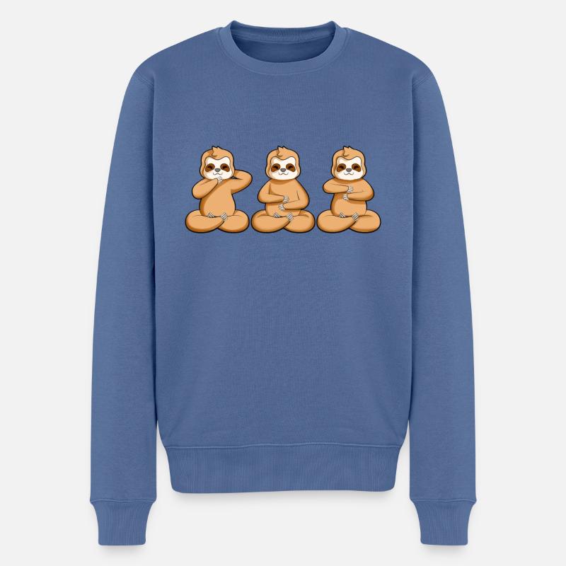 Drei Faultiere beim Reiki - Männer Premium Bio Pullover - Taubenblau