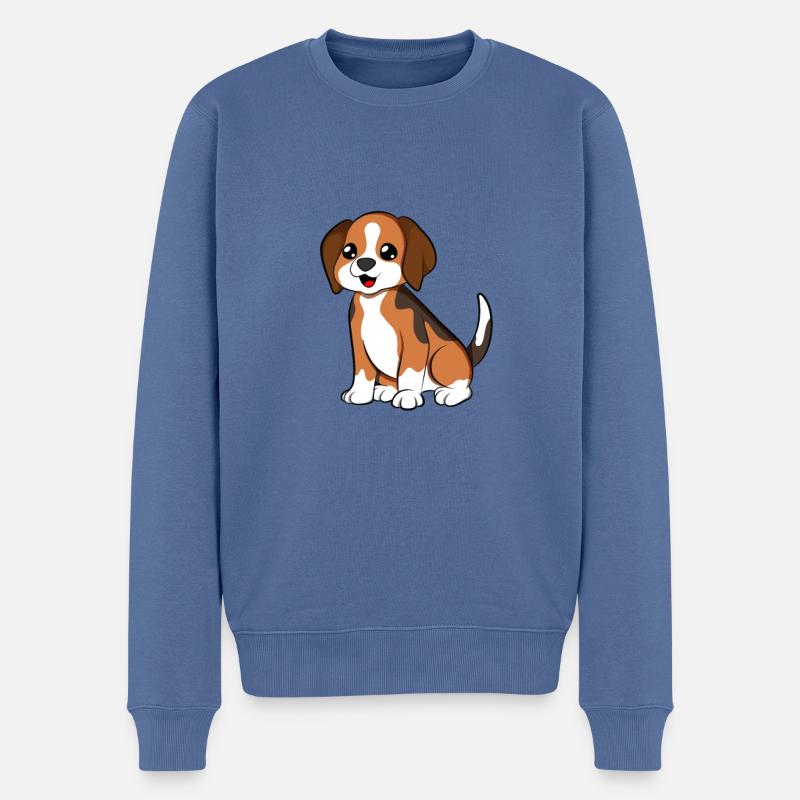 Cartoon Beagle - Männer Premium Bio Pullover - Taubenblau