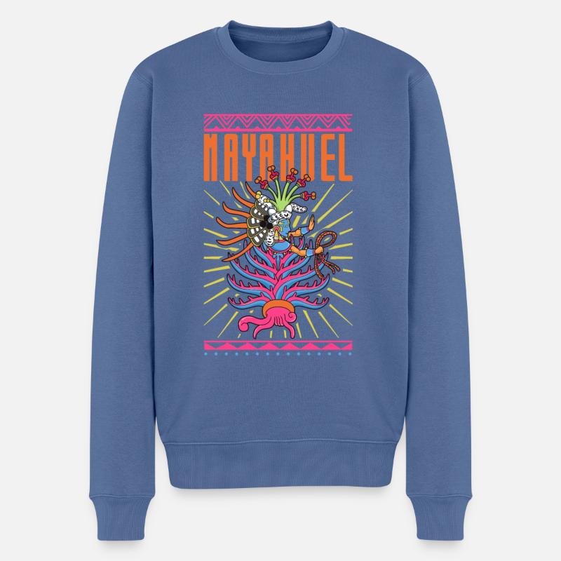 Aztekische Erdgöttin - Mayahuel - Männer Premium Bio Pullover - Taubenblau